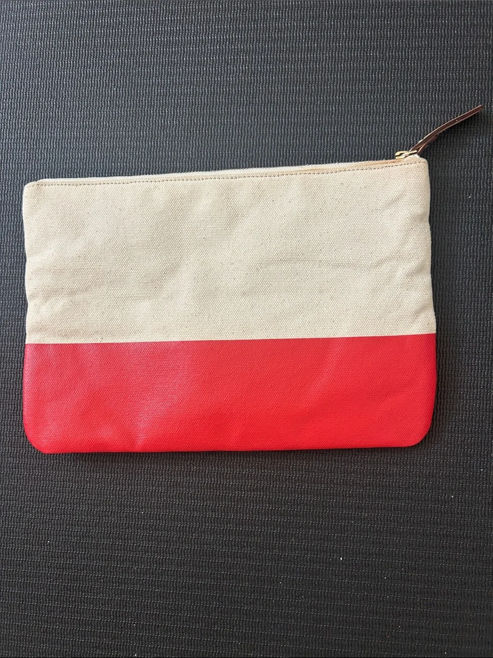 kate spade Two-Tone Canvas Zip Pouch in Red and Cream — Eat Cake for Breakfast